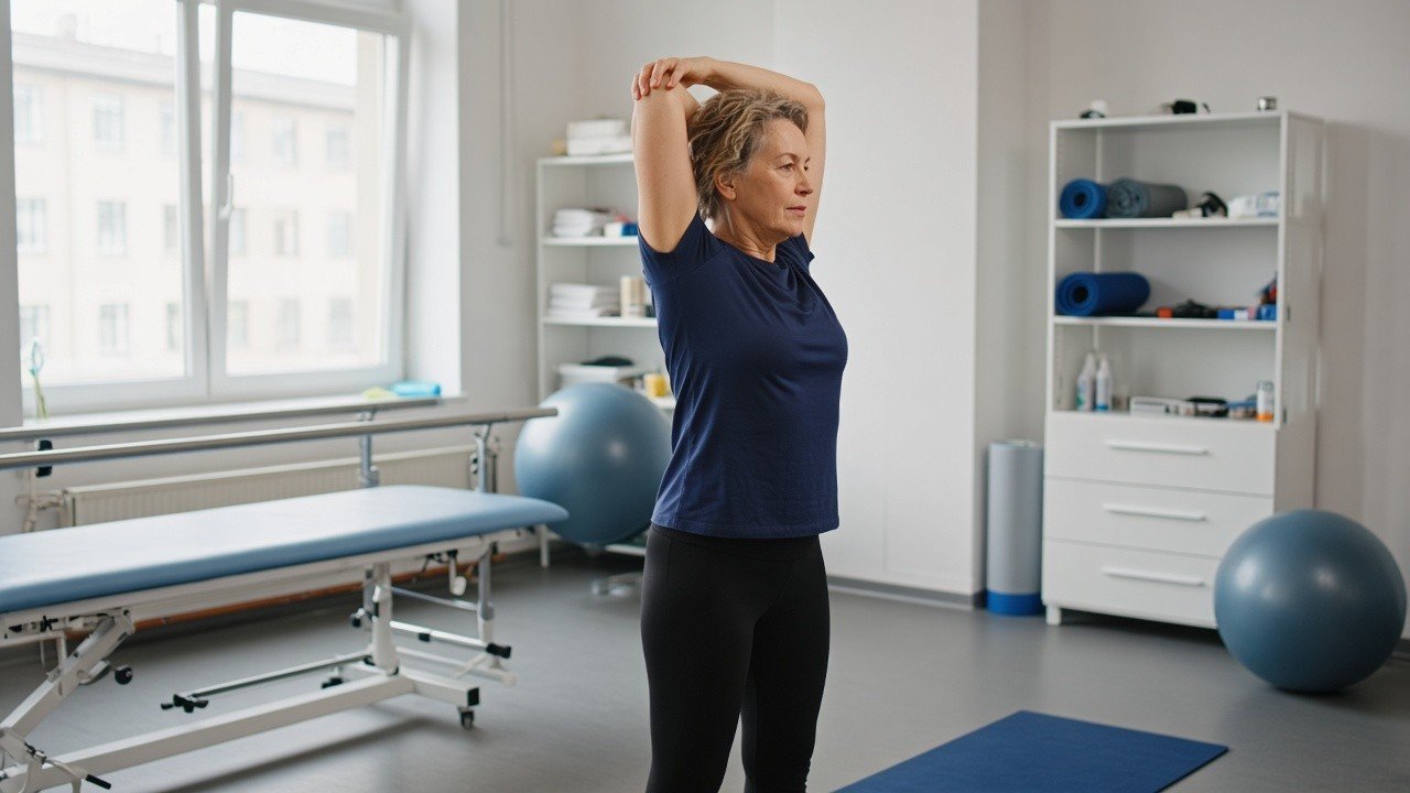 Patient in an outpatient rehab gym