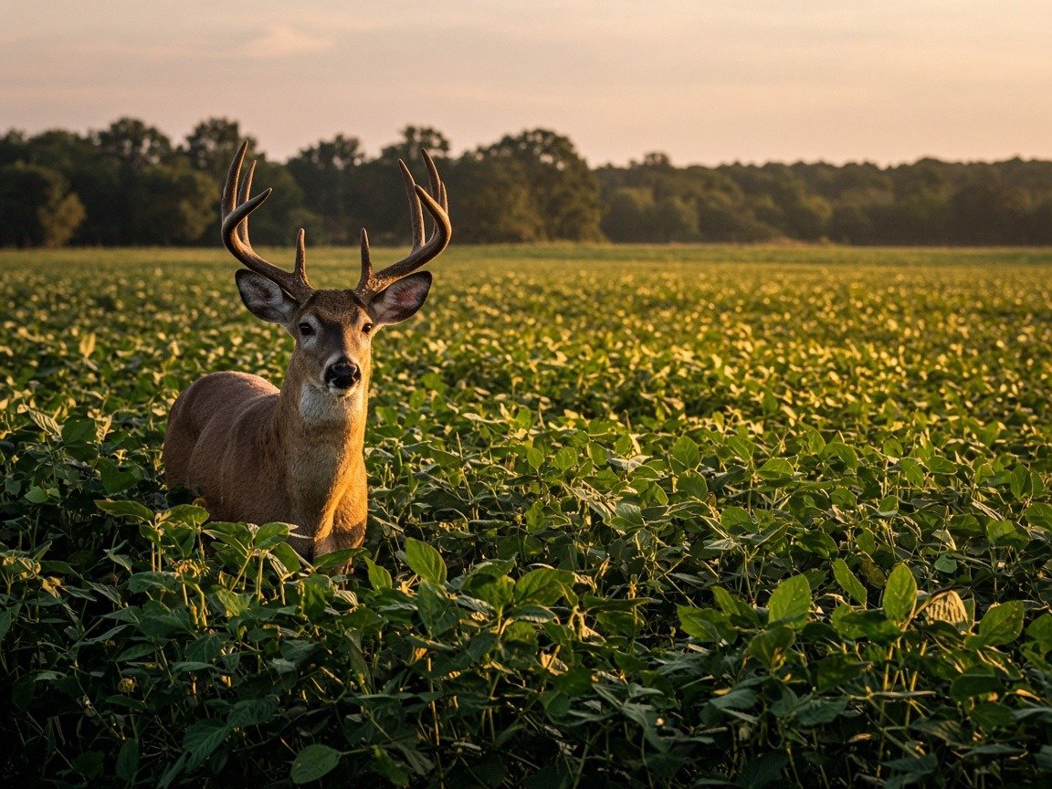 Whitetail at a field edge at last light