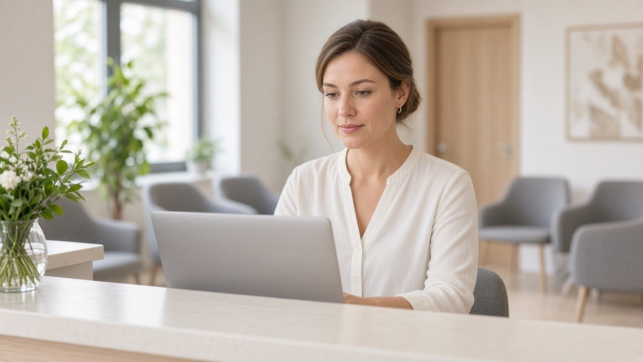Clinic front desk using practice management software