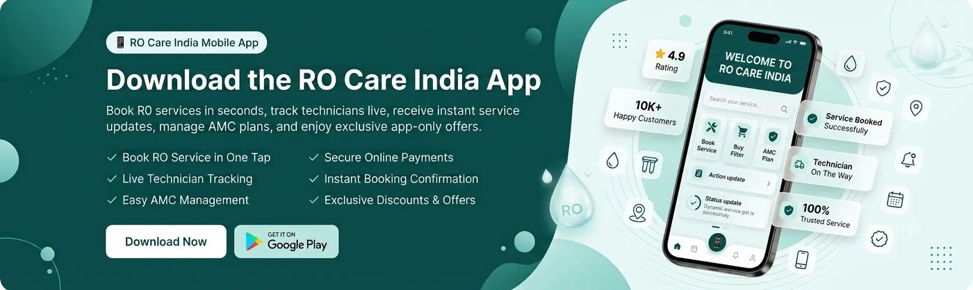 RO Care India RCI mobile app banner from their homepage