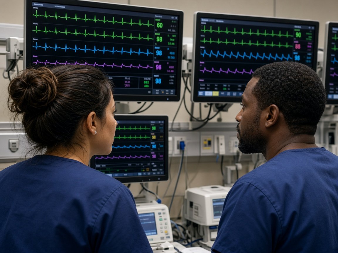 Care team watching live ECG telemetry screens