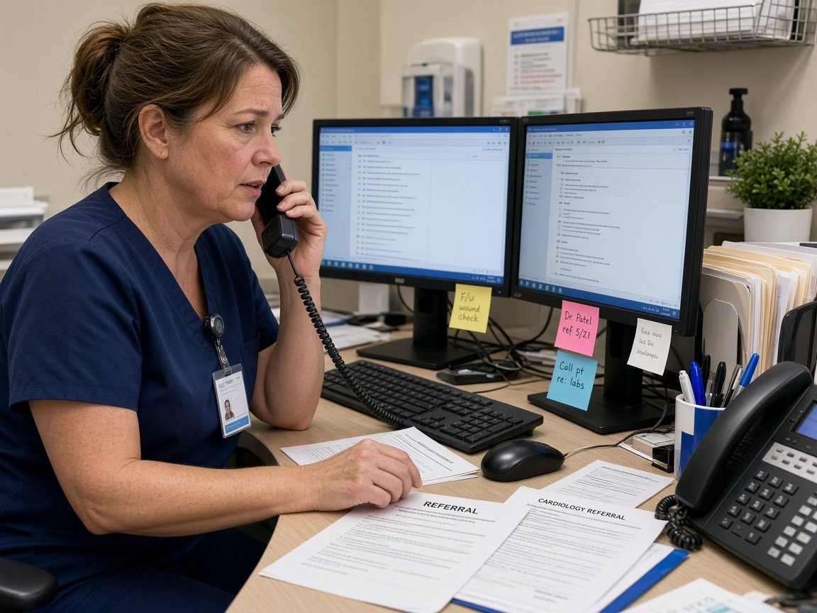 Coordinator desk with monitors and referral work